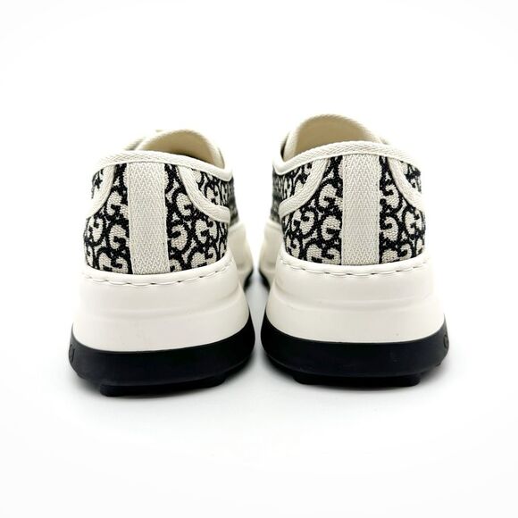 GUCCI Black White GG Jacquard Canvas 1977 Platform Sneakers Size 37 Low Top - Picture 7 of 13